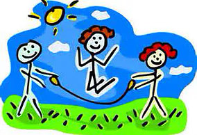 Drawing of kids jumping rope